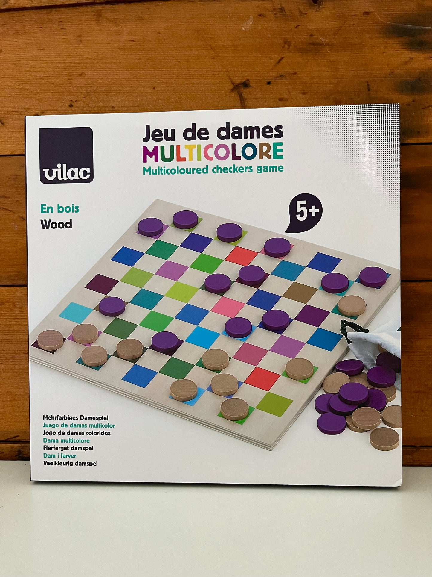 Wooden Family Board Game - RAINBOW CHECKERS