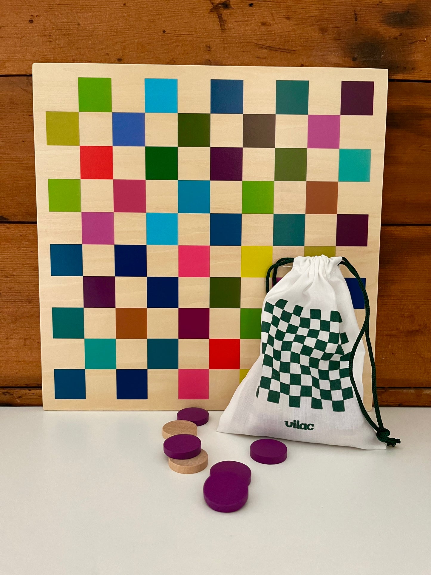 Wooden Family Board Game - RAINBOW CHECKERS