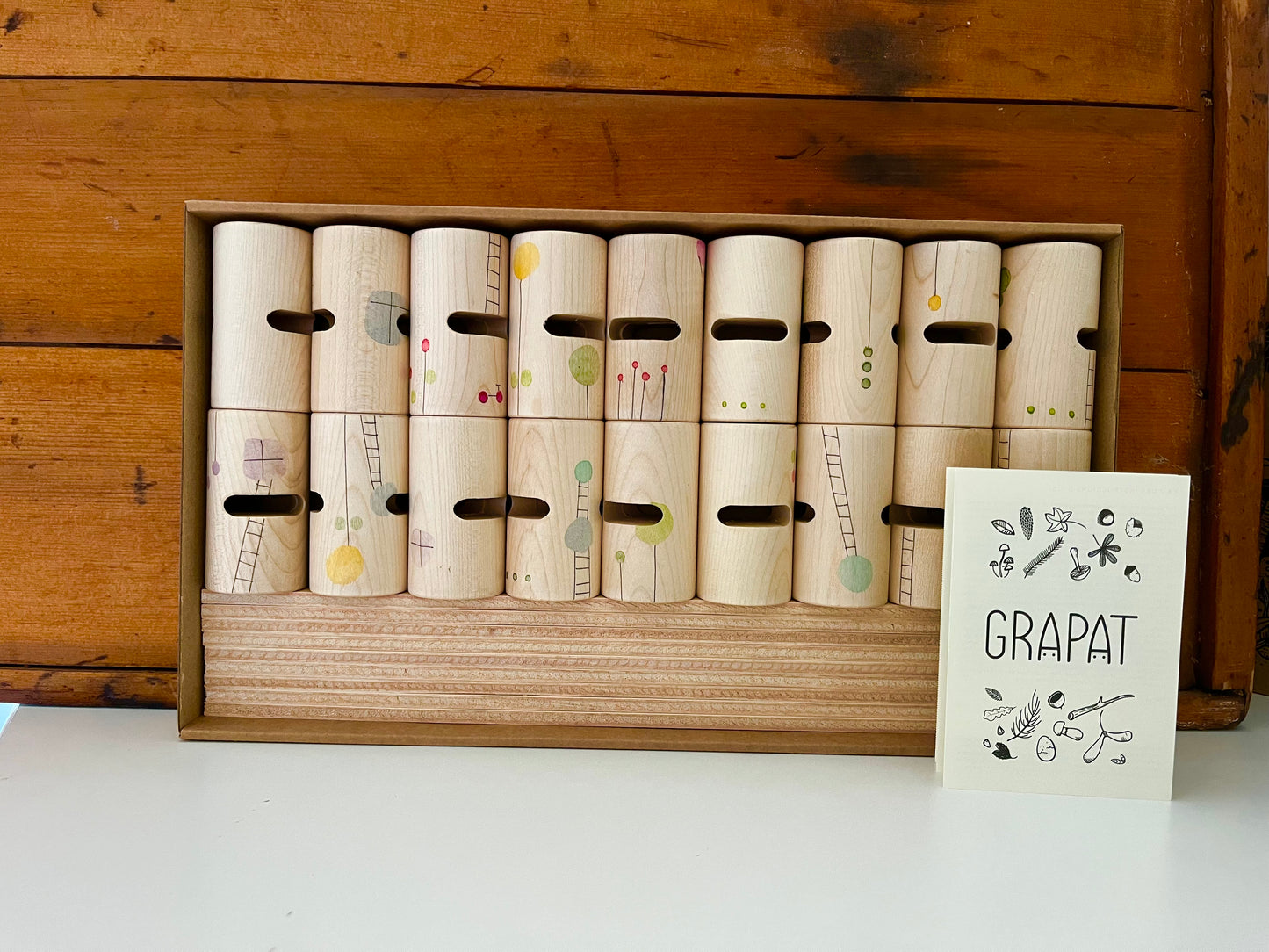 Wooden Building Blocks by Grapat - WOODS WOODLAND Set, 27 interconnecting pieces!
