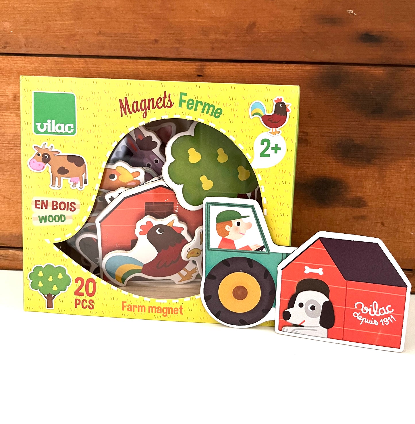 Ensemble d'activités - AIMANTS en bois, "À la ferme", 20 aimants !