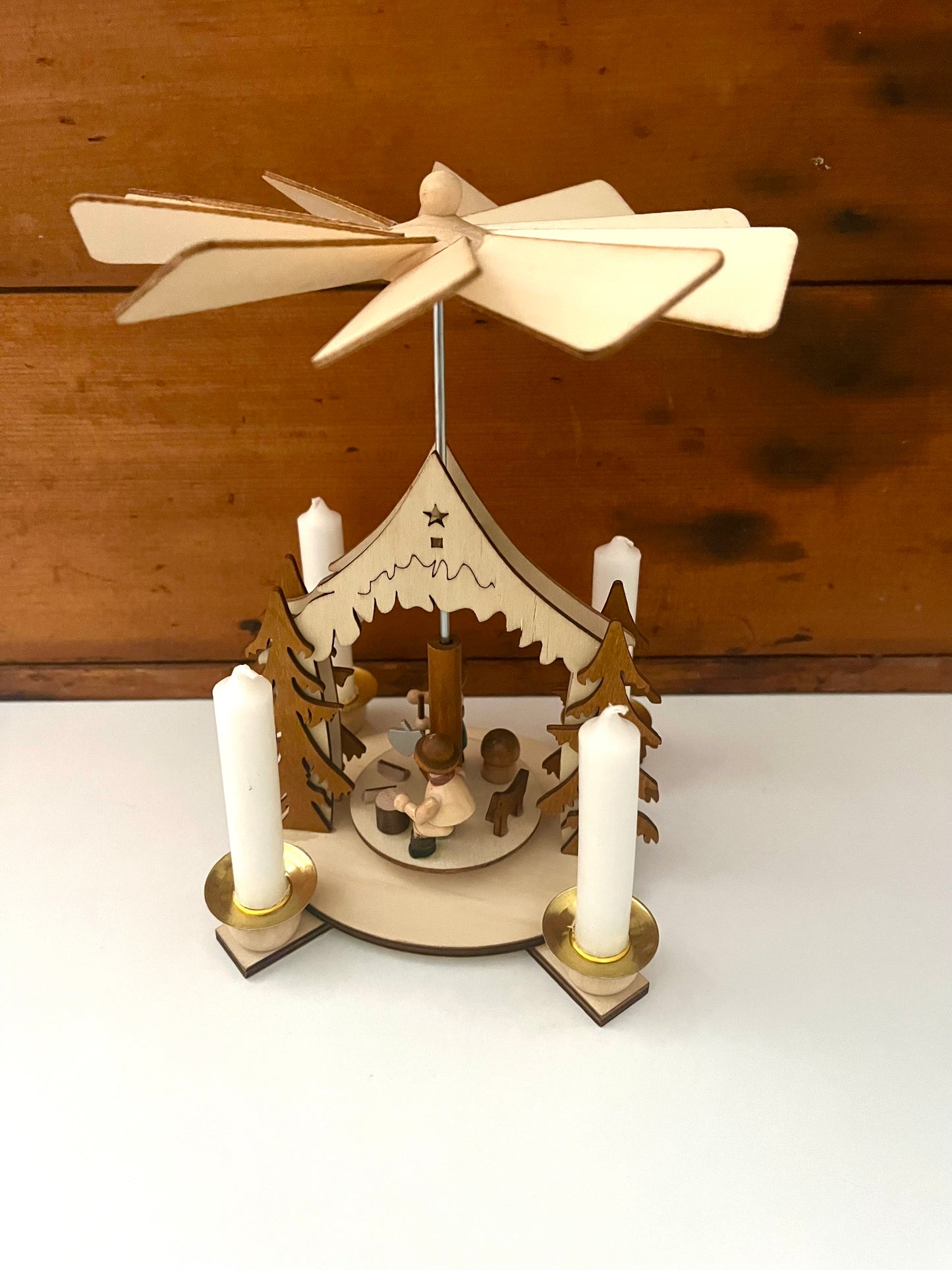 Beeswax Candle Wooden Carousel - WOODCUTTER FAMILY, with 25 Candles!