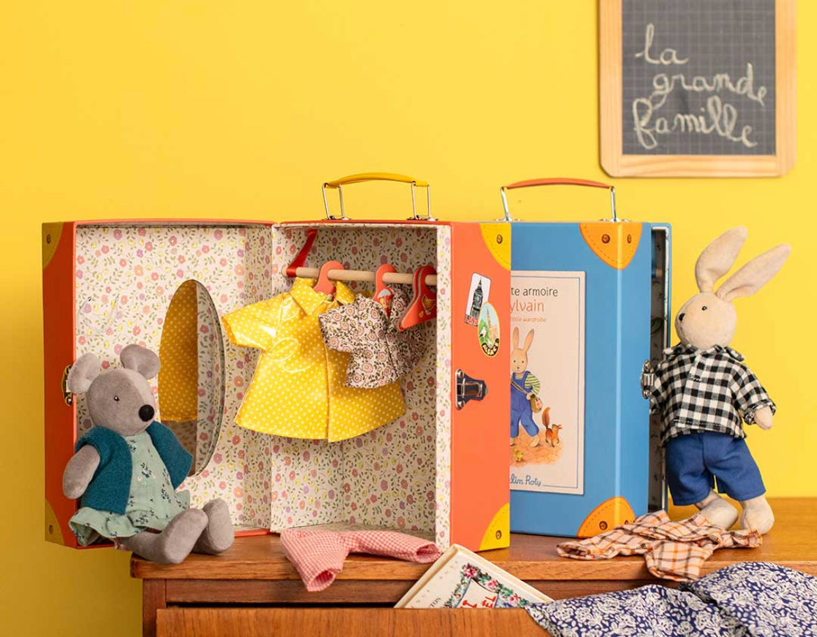 Soft Rag Doll - RABBIT with CLOTHES and CARRYING CASE