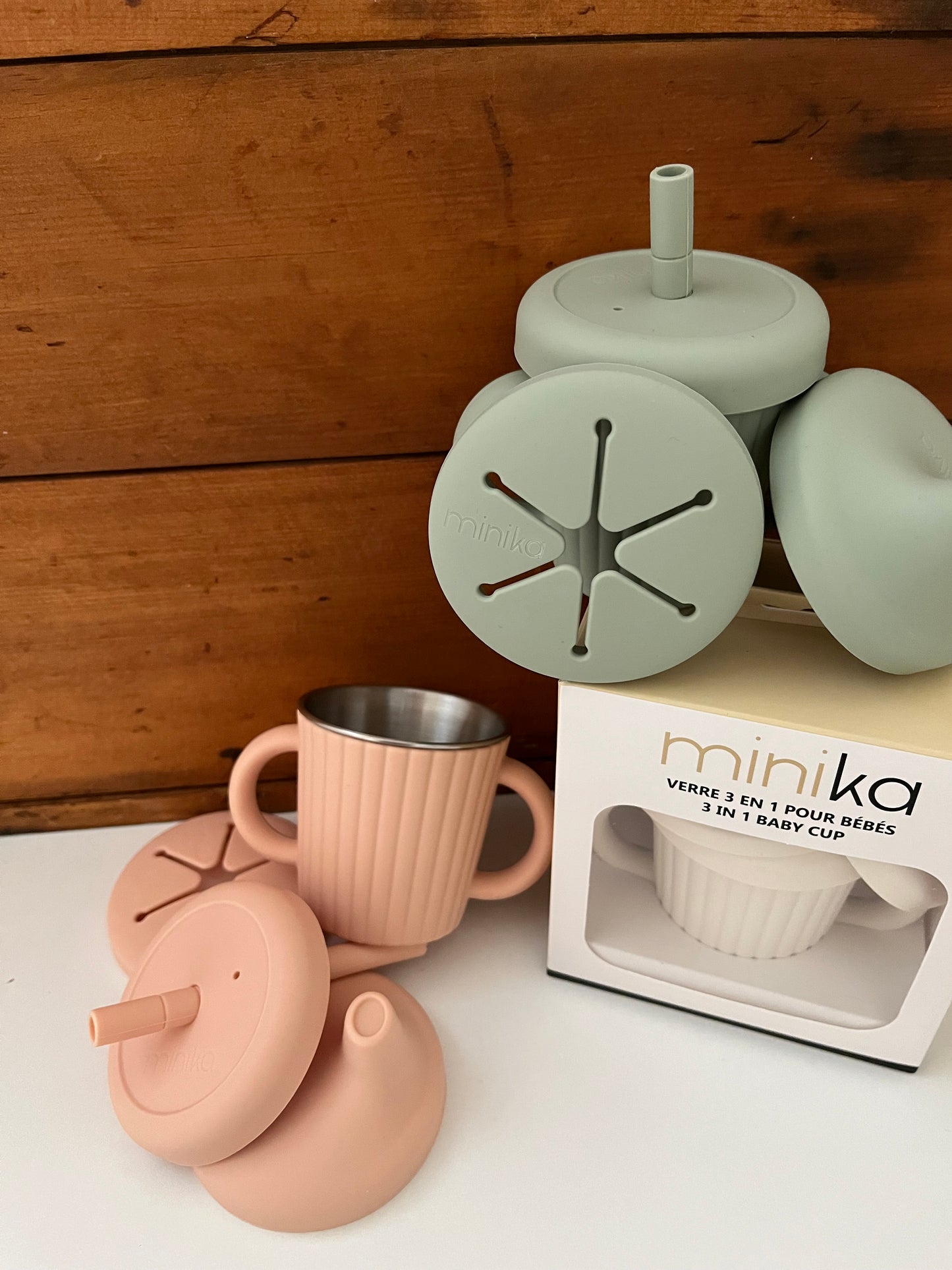 Baby Gear - Minika STAINLESS STEEL CUP with 3 different Silicone LIDS!