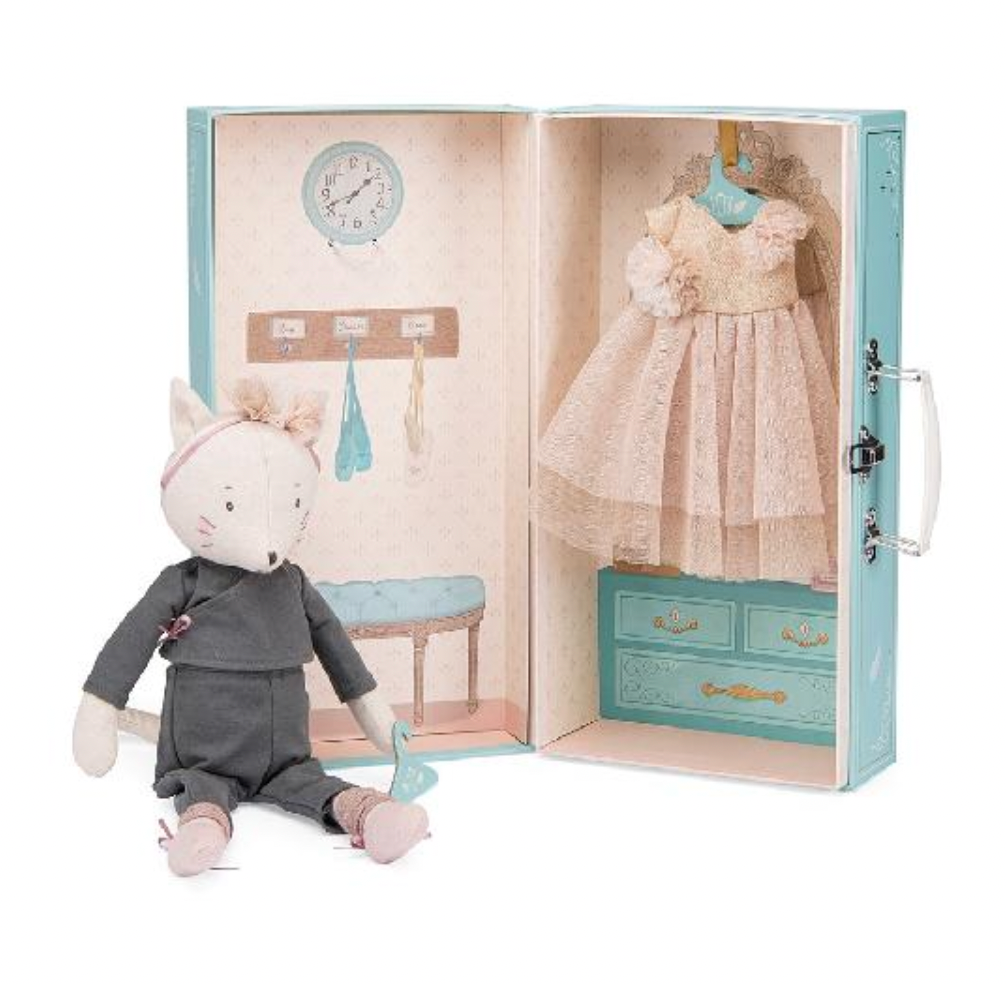 Soft Doll - RAG CAT DOLL, with TUTU and WARDROBE CASE, 14 inches