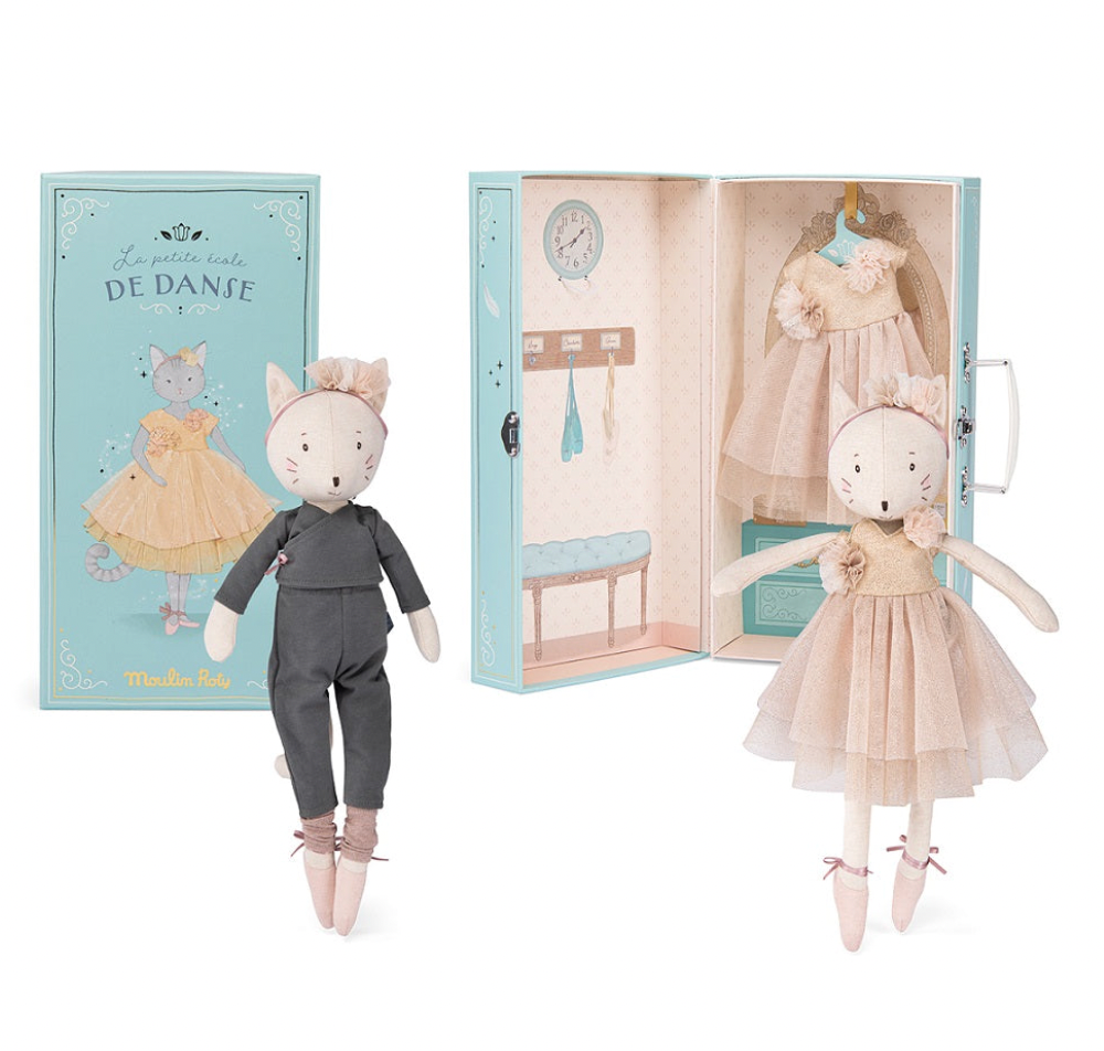 Soft Doll - RAG CAT DOLL, with TUTU and WARDROBE CASE, 14 inches