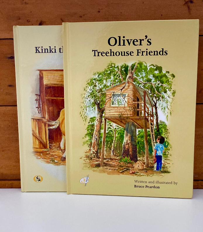 Livre d'images pour enfants - Artistes peignant la bouche et les pieds, 2 titres au choix : KINKI THE CHEEKY COLT. Les amis de la cabane dans les arbres d'Olivier.