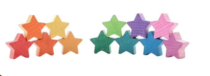 Wooden Toy - PASTEL STARS, 12 stars!