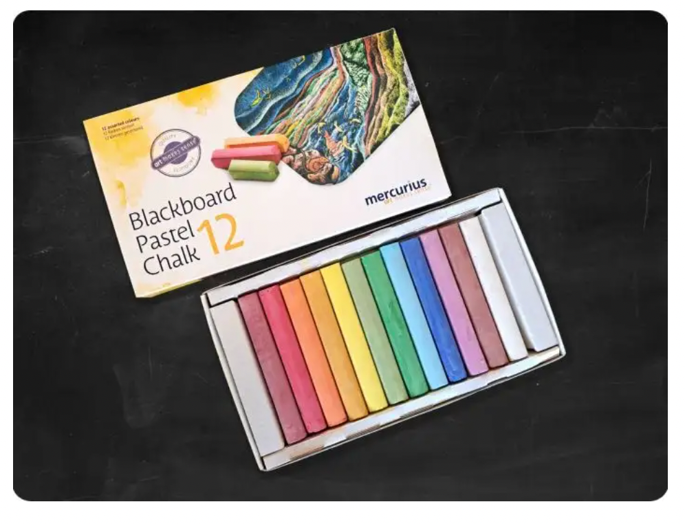 BLACKBOARD CHALK and ERASER, Art - 12 colours!
