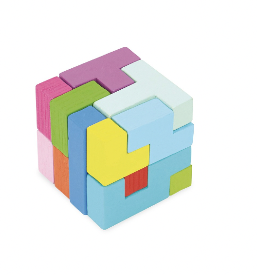 Activity Set - Wooden BRAIN TEASER Puzzle & Cards, 65 pieces!