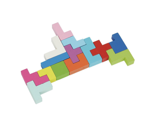 Activity Set - Wooden BRAIN TEASER Puzzle & Cards, 65 pieces!