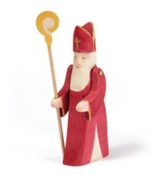 Wooden Dollhouse Play - ST. NICHOLAS, with Staff & moving arms