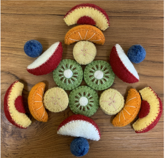 Kitchen Play Food - Wool Felted FRUIT SALAD, 18 pieces!
