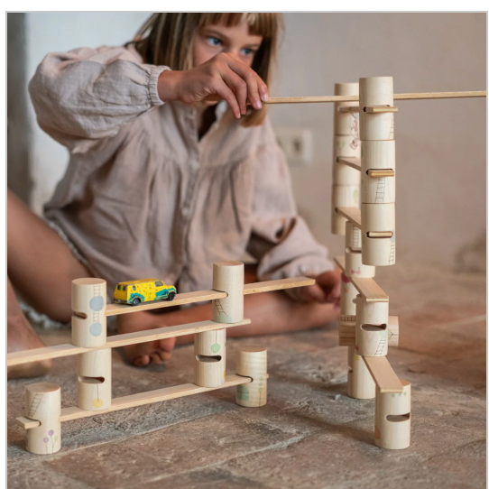 Wooden Building Blocks by Grapat - WOODS WOODLAND Set, 27 interconnecting pieces!