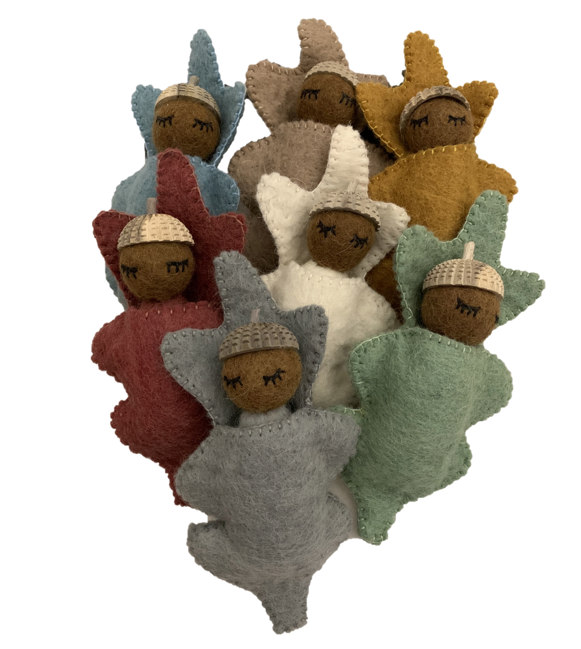 Waldorf Soft Felted Toy - ACORN BABY DOLLS in Rainbow Colours!