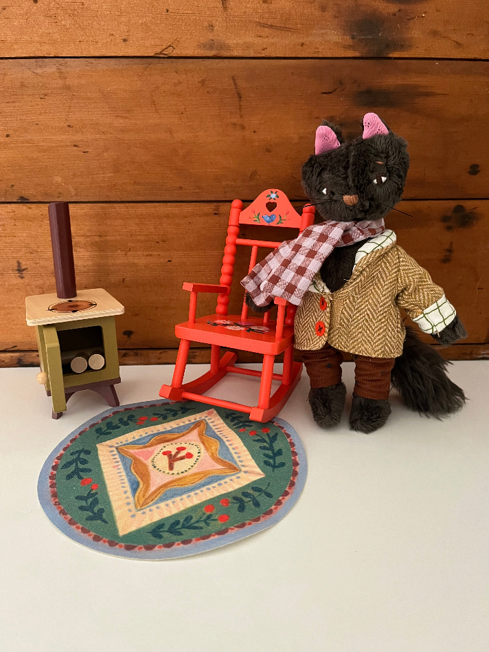 Doll Furniture - Les Minouchkas WOODEN CRADLE, with Mattress