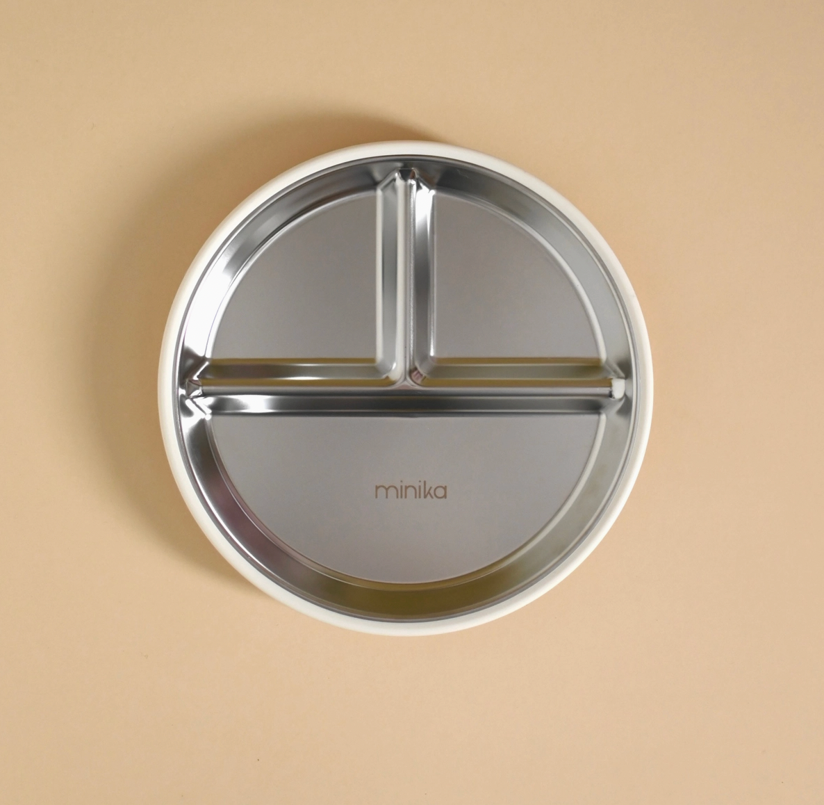 Baby Gear - Minika STAINLESS PLATE, divided with silicone suction rim!