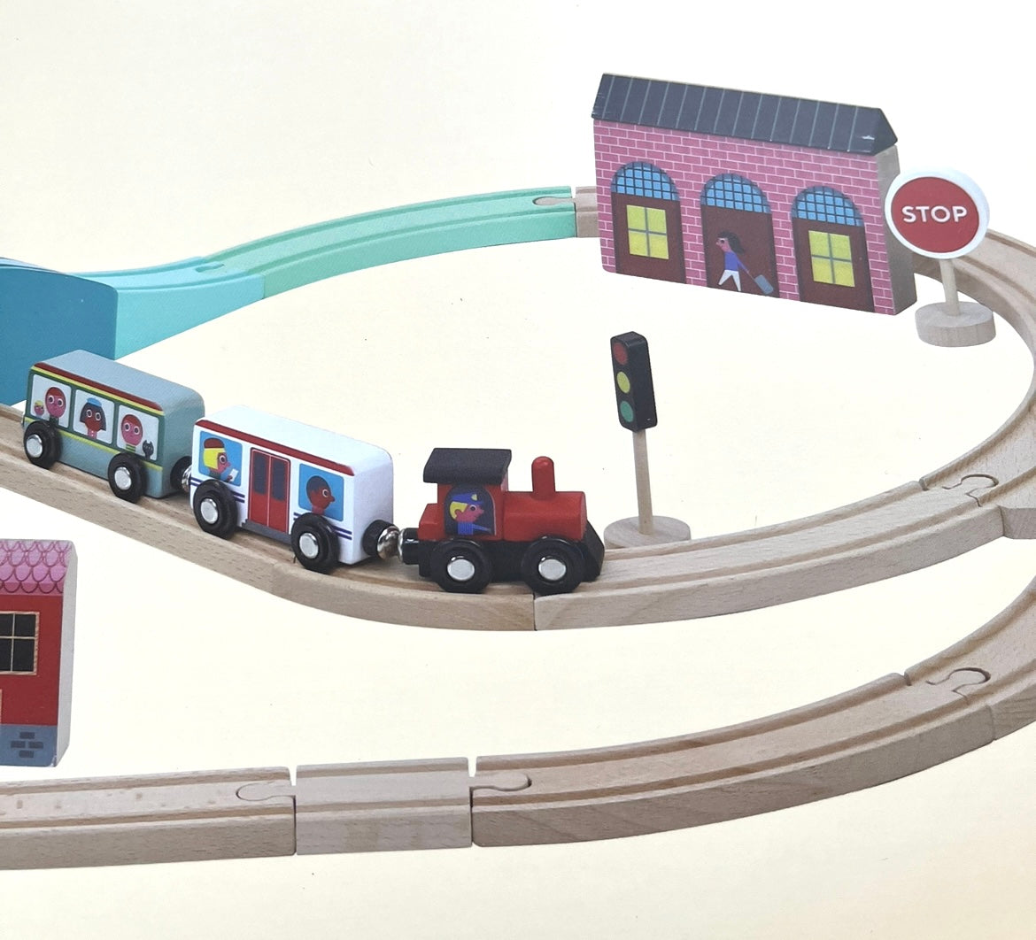 Wooden Toy - TRAIN SET, The Grand Express with 42 pieces!