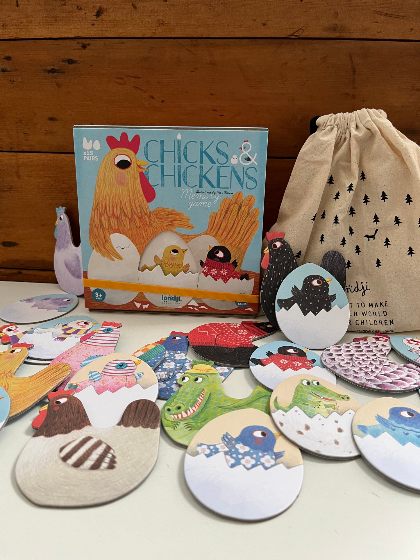 Family Memory Game - CHICKS & CHICKENS, age 3 years, 15 pairs!