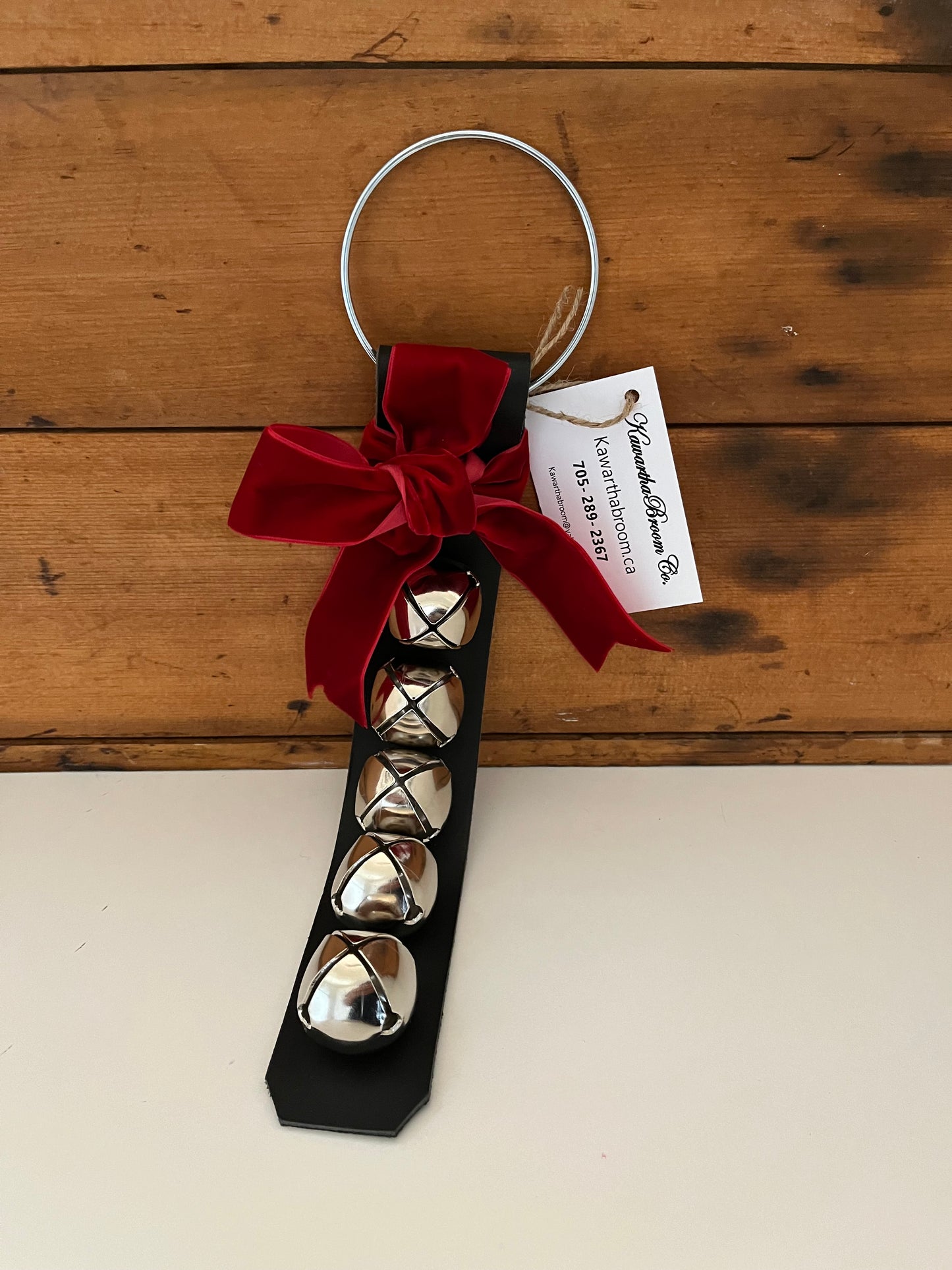 Christmas BELLS! - Decorative Leather Door Strap, 5 Bells!