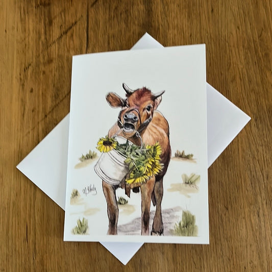 Greeting Cards - Art from the Heart JERSEY COW & SUNFLOWERS