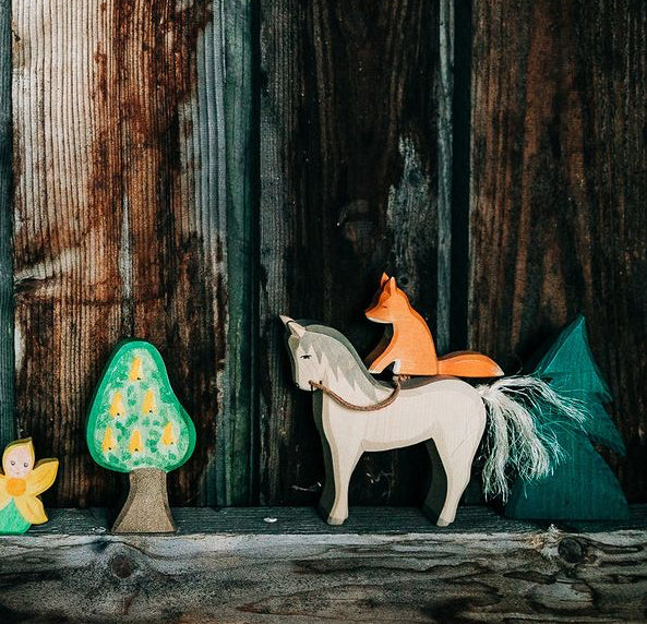 Wooden Dollhouse Play - HORSE, WHITE