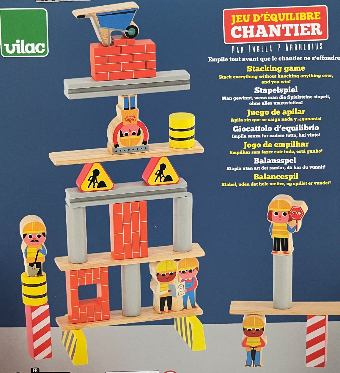 Jeu de jouets en bois - ÉQUILIBRAGE DES TRAVAUX DE CONSTRUCTION, 27 pièces !