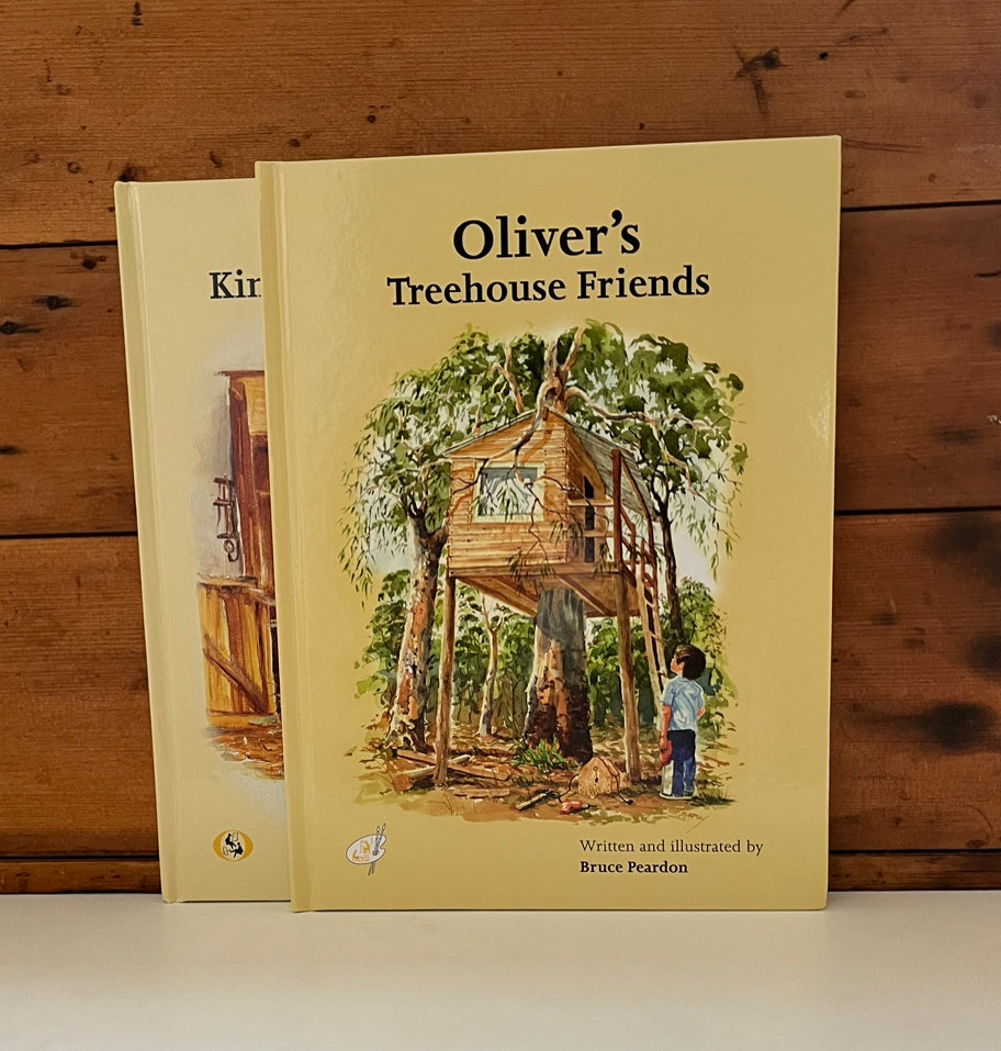 Livre d'images pour enfants - Artistes peignant la bouche et les pieds, 2 titres au choix : KINKI THE CHEEKY COLT. Les amis de la cabane dans les arbres d'Olivier.