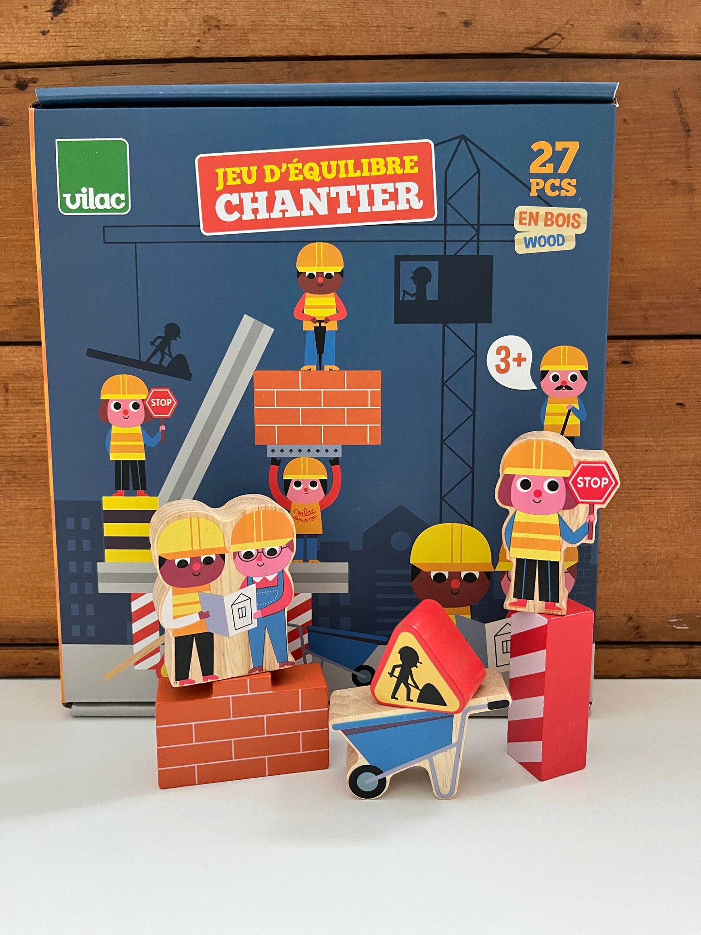 Jeu de jouets en bois - ÉQUILIBRAGE DES TRAVAUX DE CONSTRUCTION, 27 pièces !