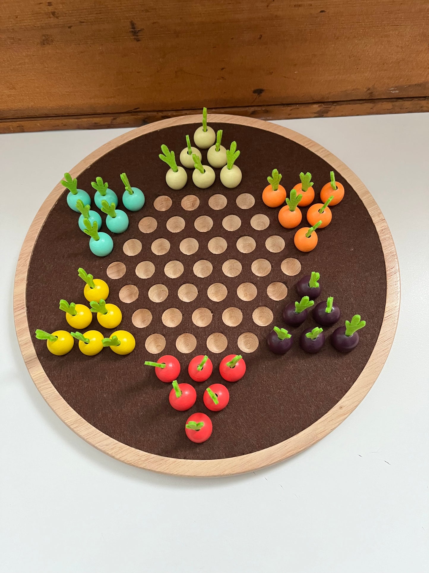 Wooden Family Game - VEGGIE CHINESE CHECKERS!