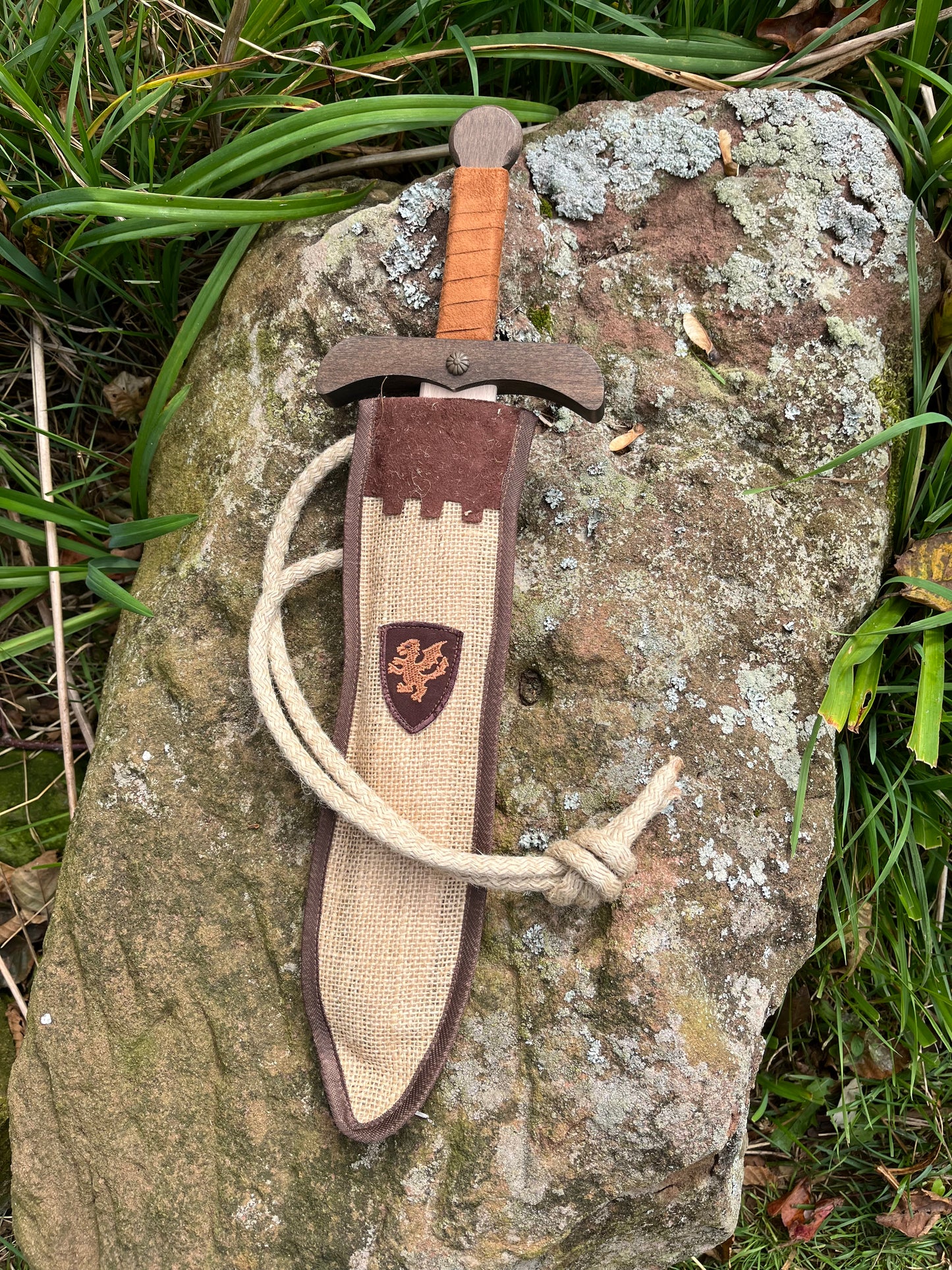 Royal Wooden SWORD AND JUTE POUCH