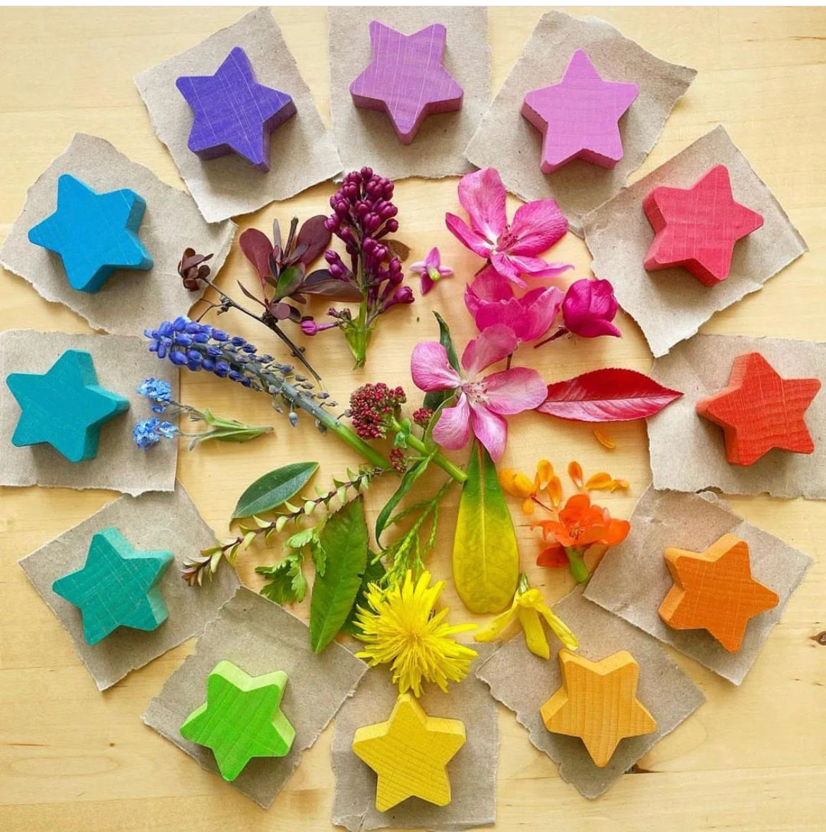 Wooden Toy - PASTEL STARS, 12 stars!
