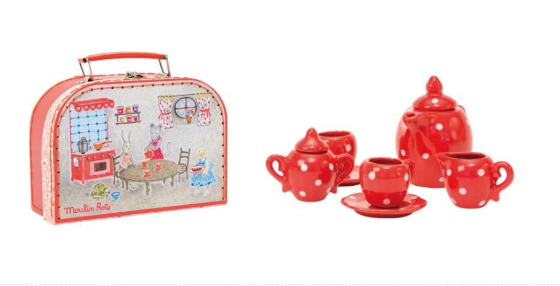 Keeping House - RED CERAMIC TEA SERVICE for TWO