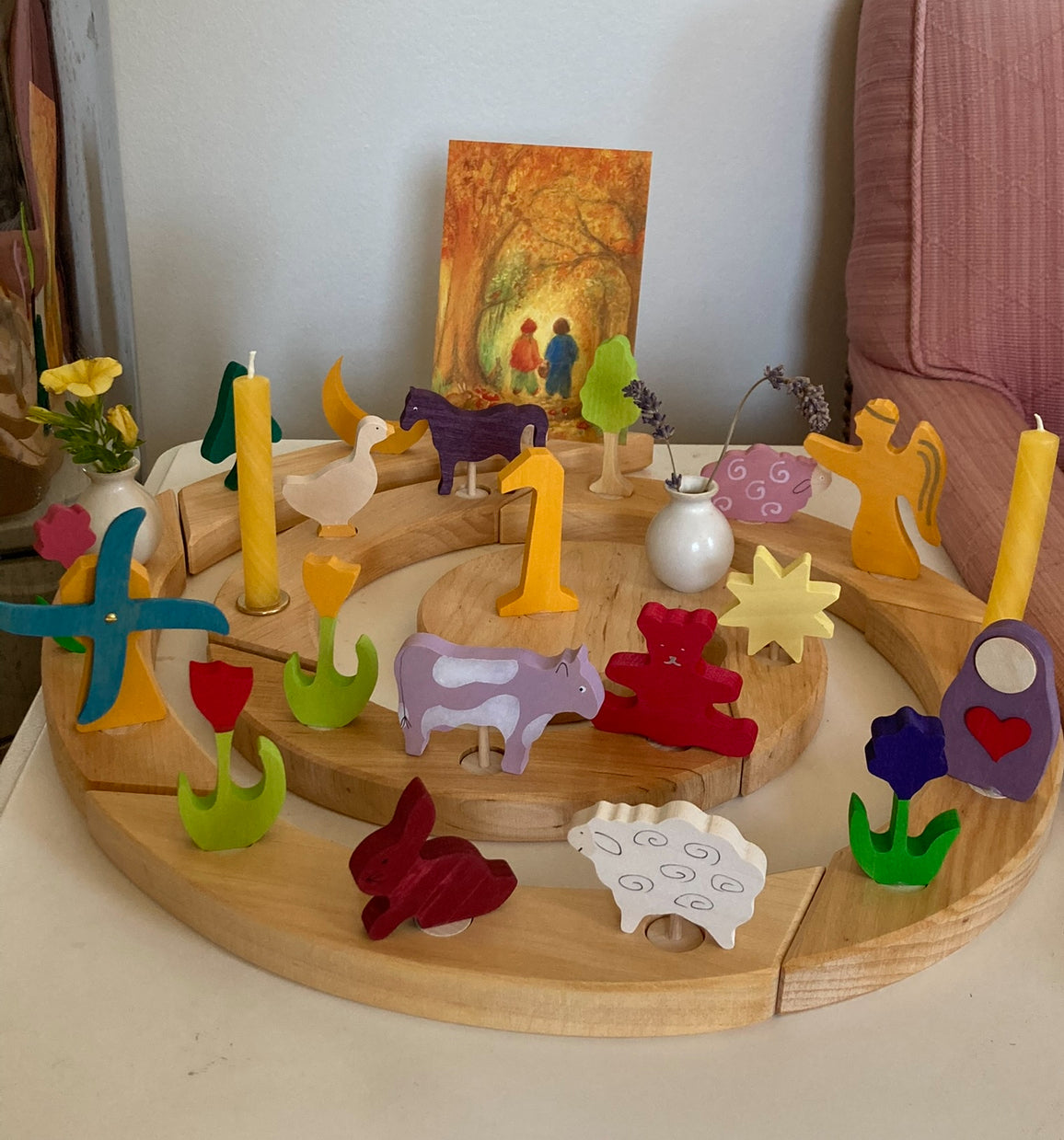 Déco en bois par Grimm's - VACHE en rose