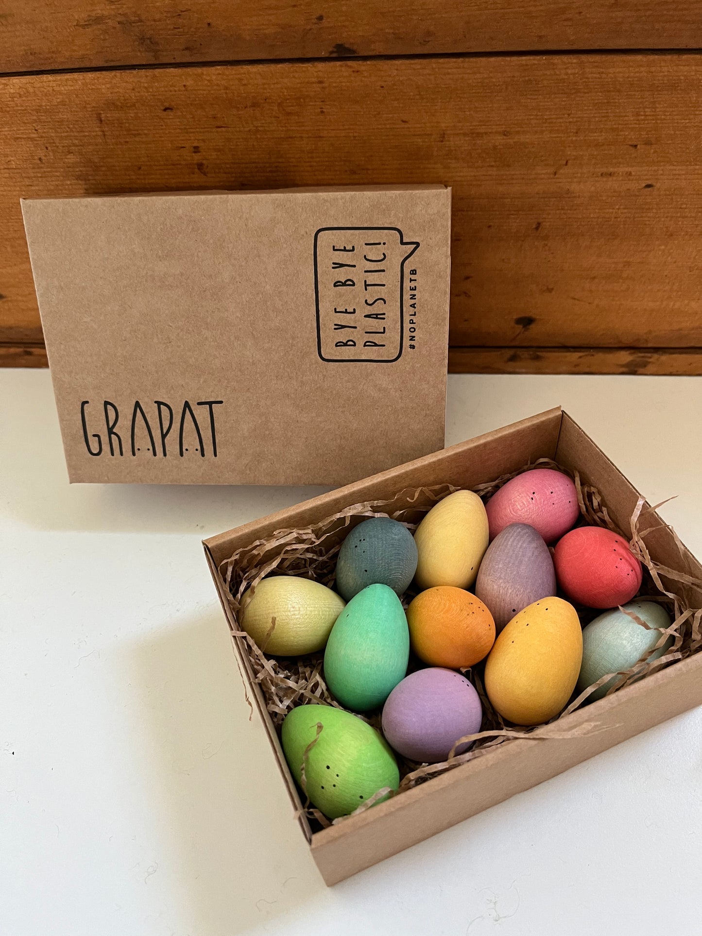 Wooden Toy by Grapat - HAPPY EGGS, 12 colours!