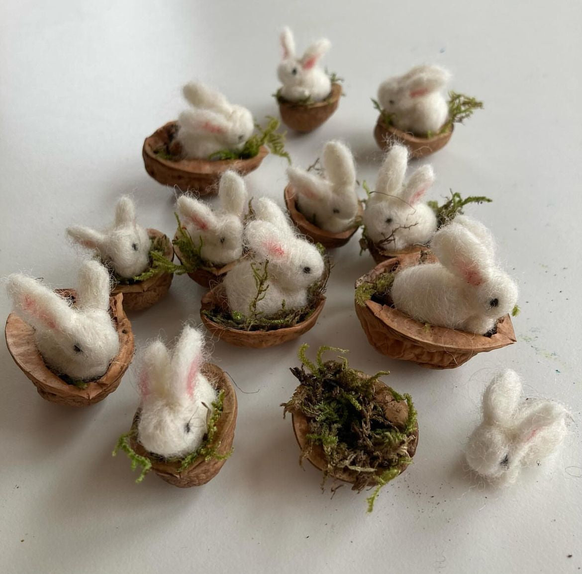 Dollhouse Soft Toy - Wool Felted WHITE RABBIT (2 sizes)