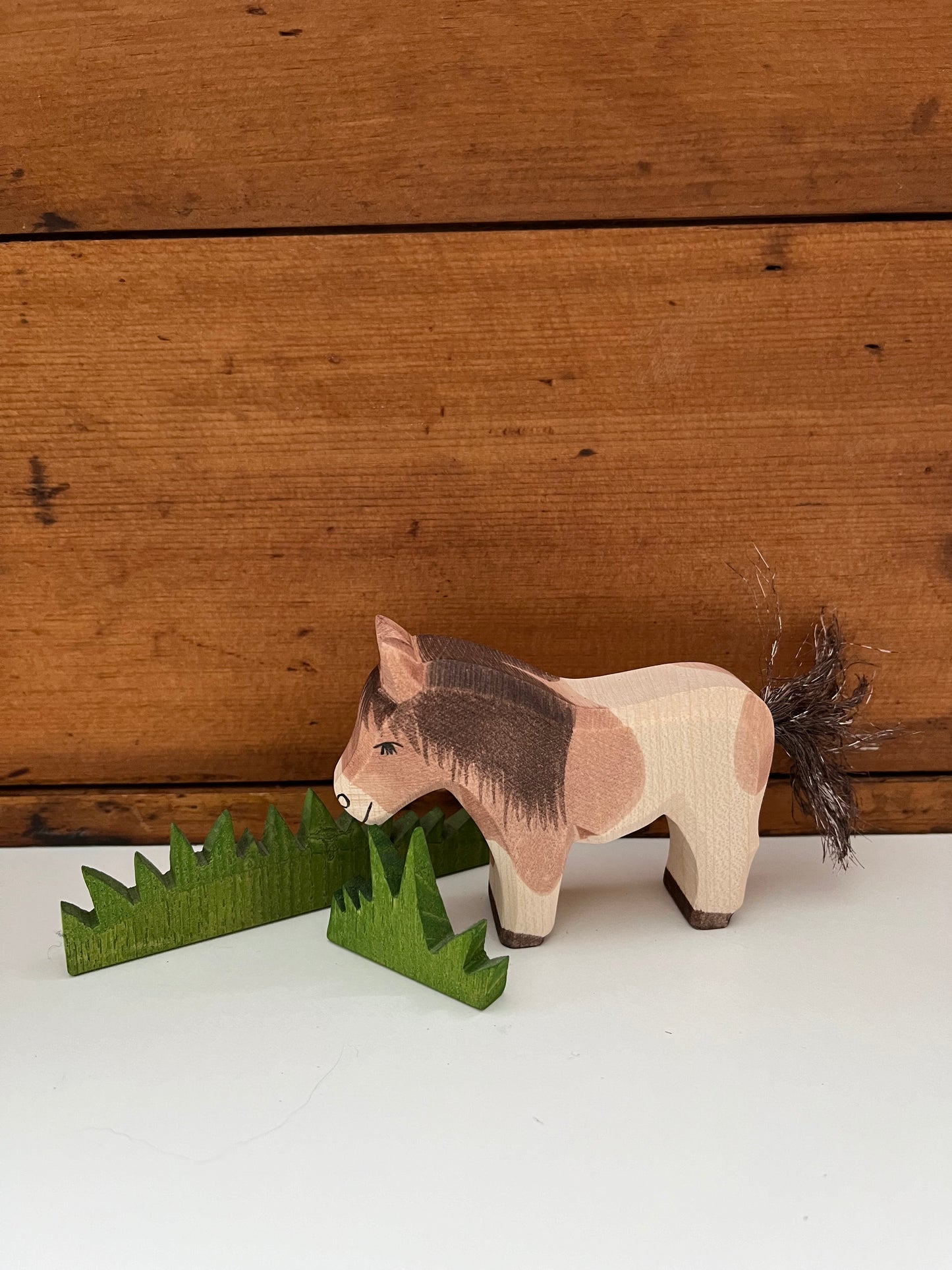 Wooden Dollhouse Play - SHETLAND PONY, Standing, Brown & White