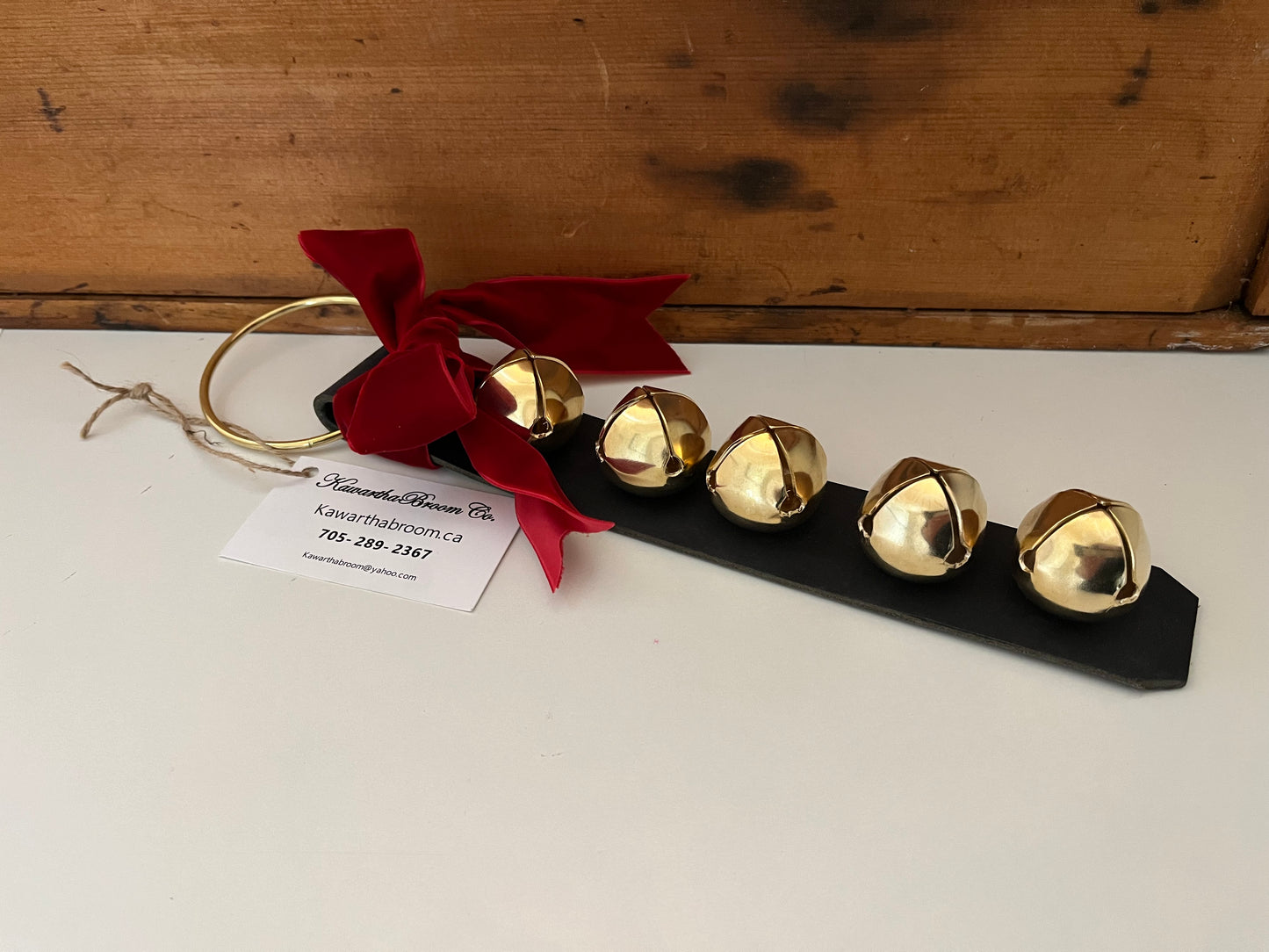 Christmas BELLS! - Decorative Leather Door Strap, 5 Bells!