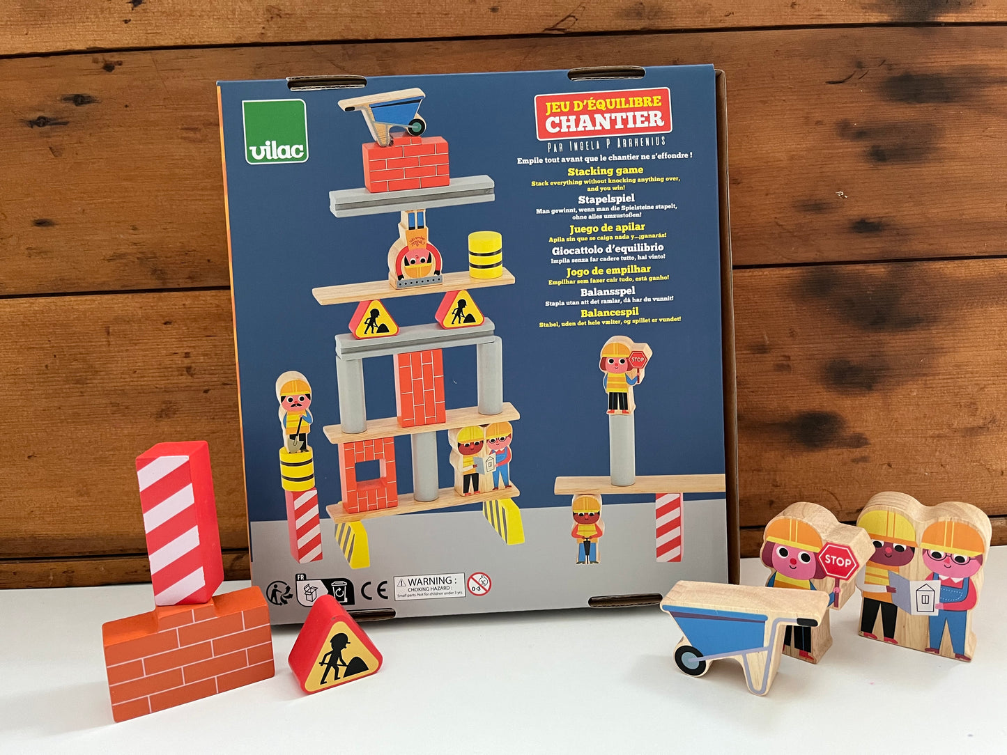 Jeu de jouets en bois - ÉQUILIBRAGE DES TRAVAUX DE CONSTRUCTION, 27 pièces !