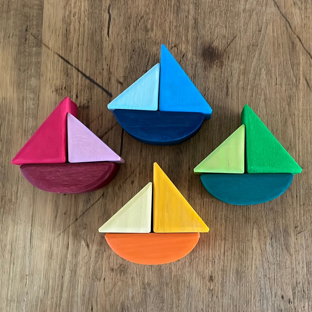 Wooden Toy, Baby - Grimm's ROLLING BOATS, 4 Boats - 12 pieces!