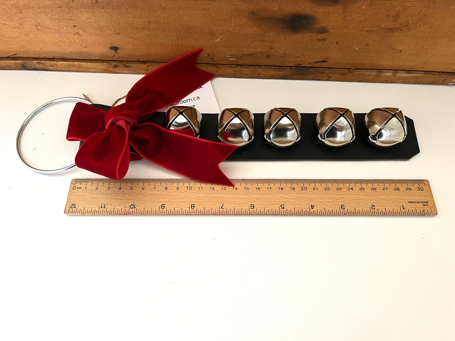 Christmas BELLS! - Decorative Leather Door Strap, 5 Bells!