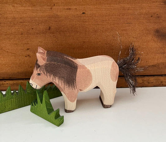 Wooden Dollhouse Play - SHETLAND PONY, Standing, Brown & White