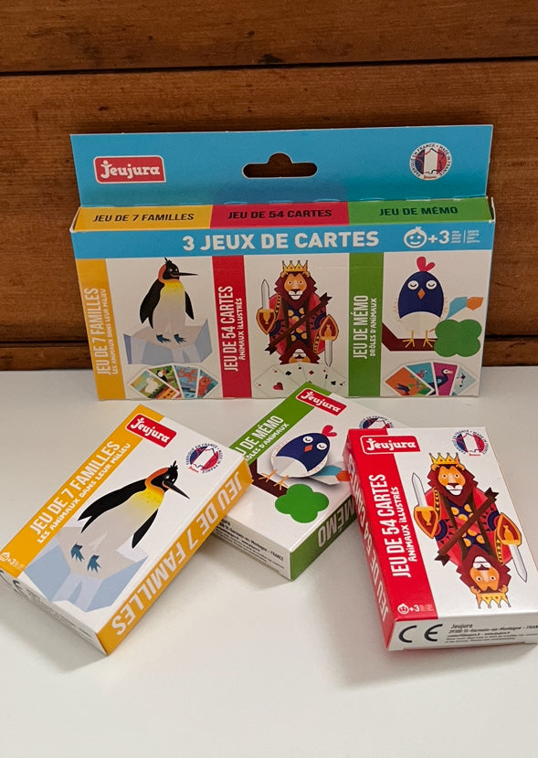 Activity Set - 3 CARD GAMES! - 7 Families, Memory & a Deck of 52 Paying Cards!