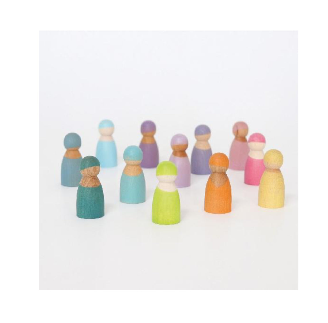 Wooden Toy - Grimm's 12 PASTEL RAINBOW FRIENDS!