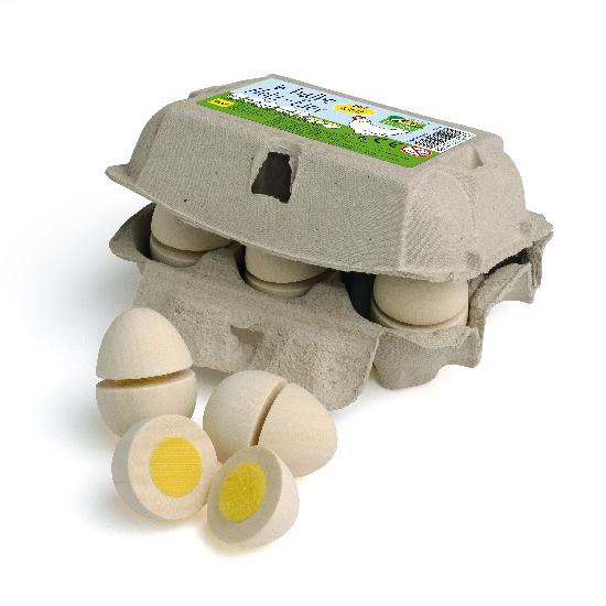 Kitchen Play Food - Wooden EGGS..."can be sliced in half!"