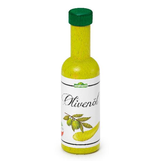 Kitchen Play Food - Wooden OILIVE OIL, in a wooden bottle.