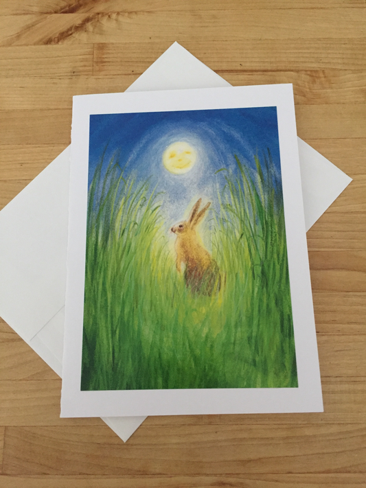 Greeting Cards/ Spring - RABBIT UNDER FULL MOON