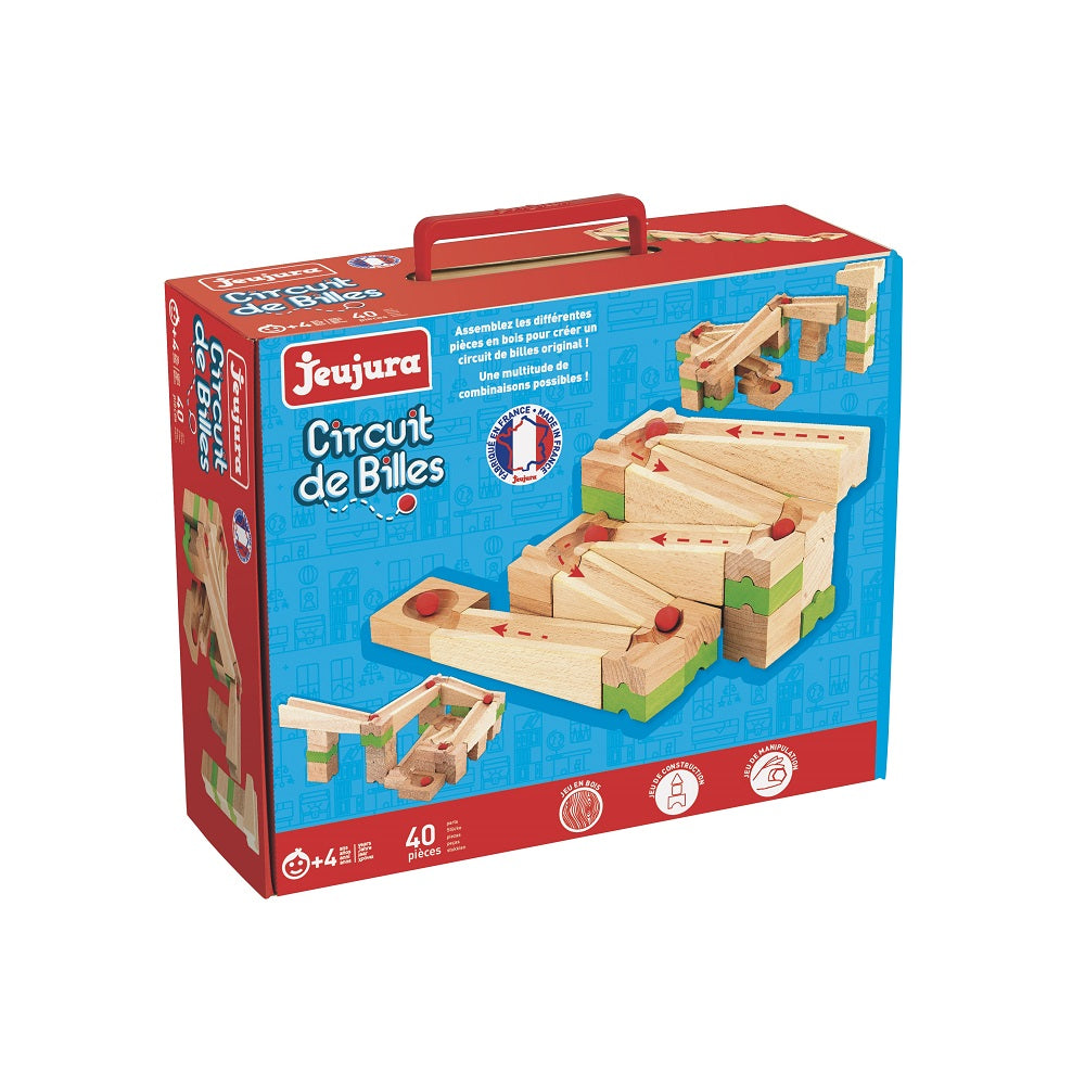 Wooden Toy Game Set - MARBLE RUN, 40 pieces!