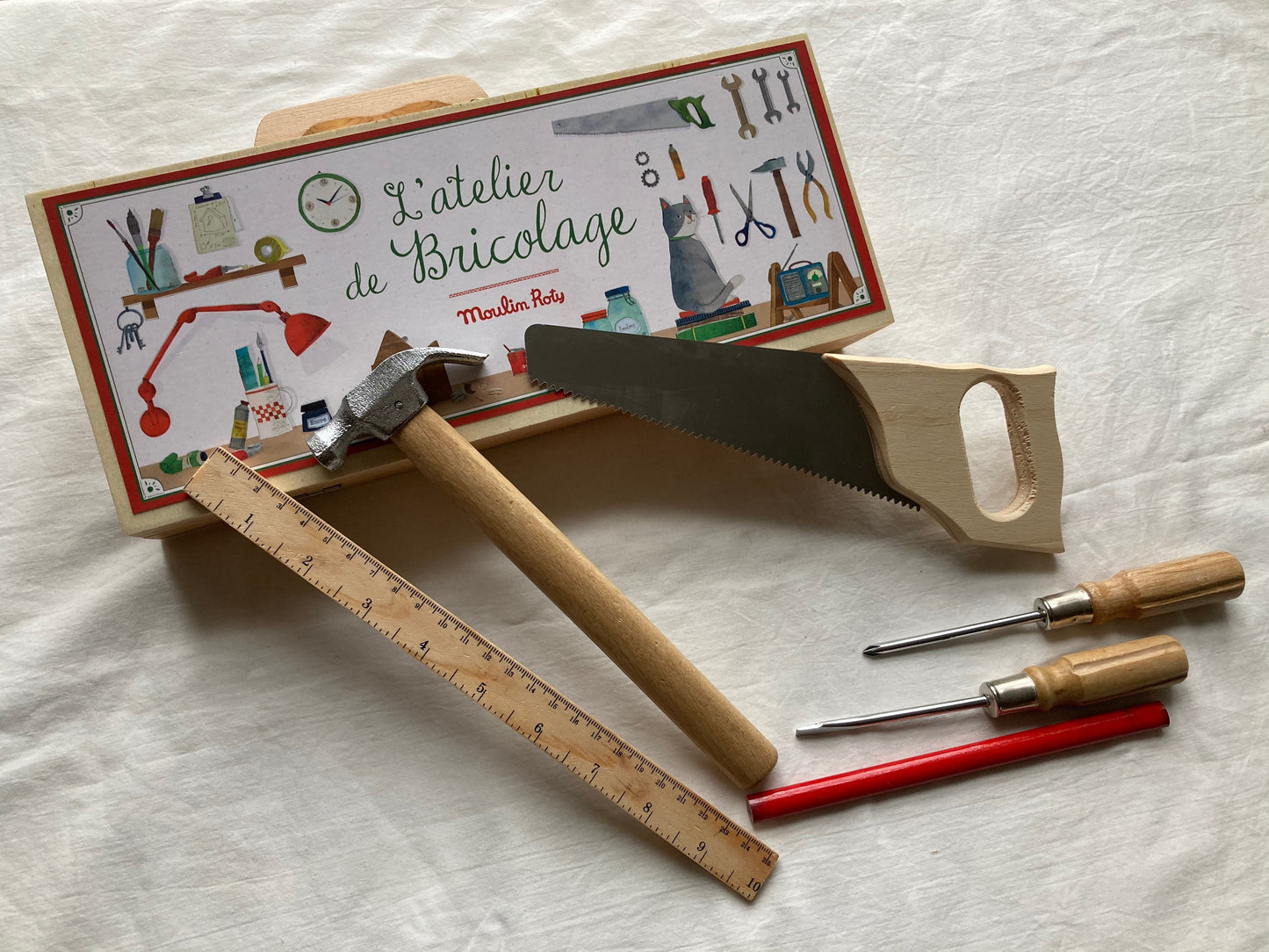 Educational Toy - WOODEN TOOLBOX WITH REAL TOOLS Set