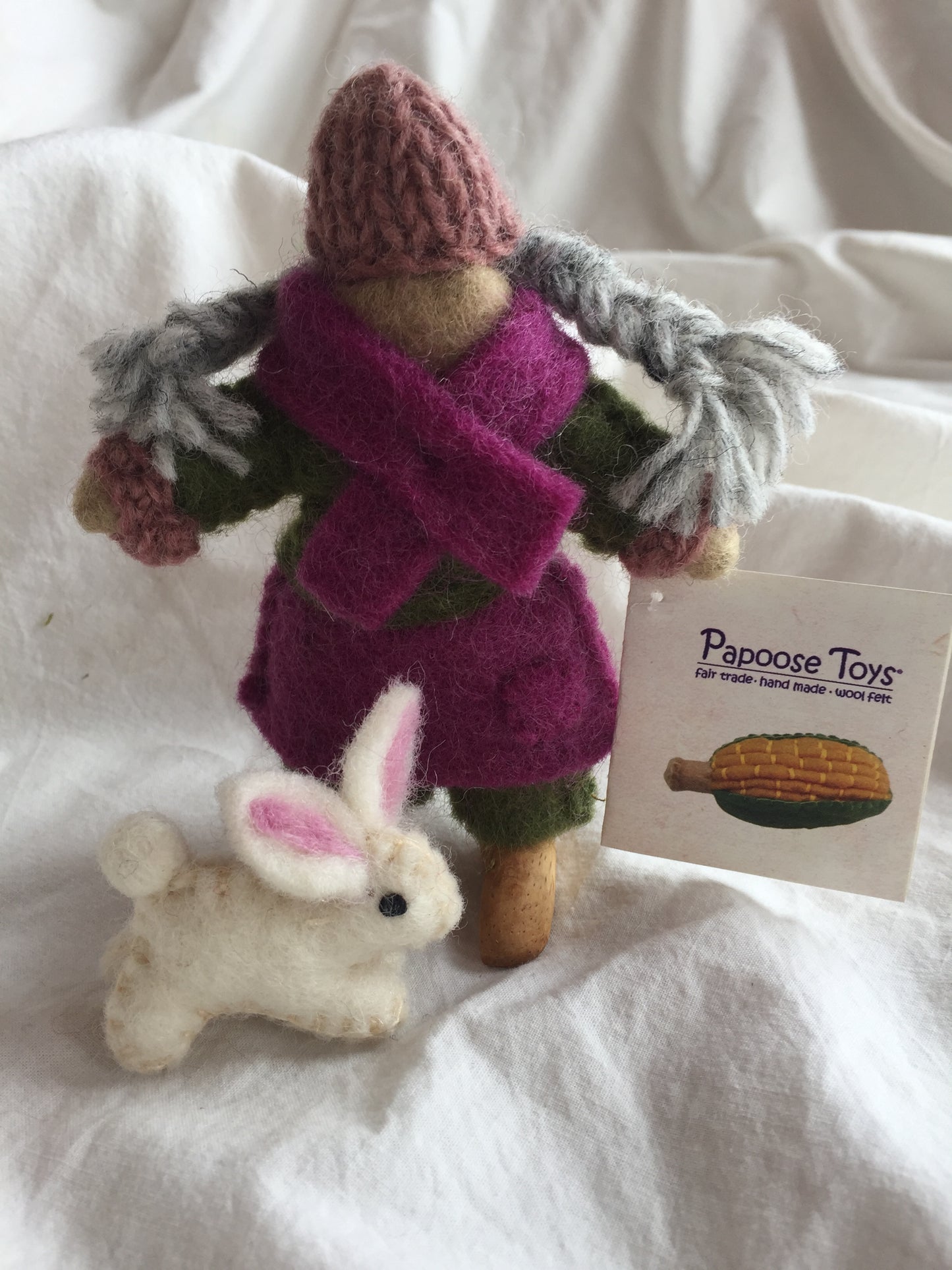 Dollhouse Soft Toy - Wool Felted WHITE RABBIT (2 sizes)