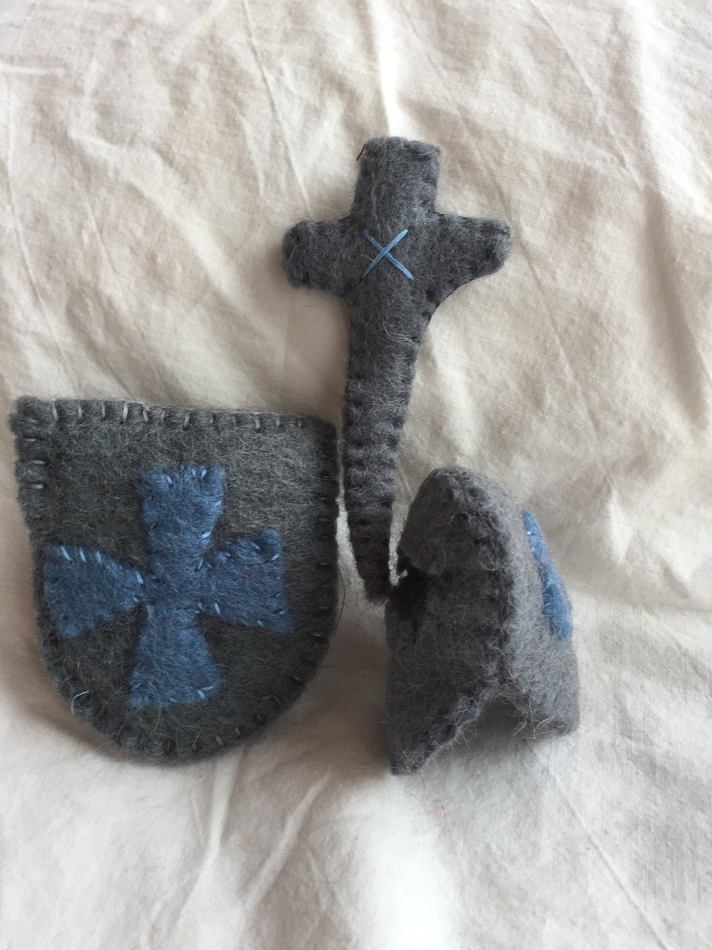Dollhouse Soft Toy - FELTED KNIGHT IN ARMOUR ON BROWN HORSE